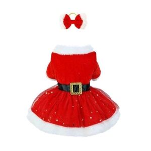 Adorable Mrs clause pet dress either hair bow